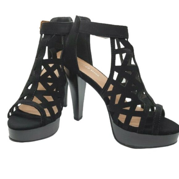 Top Moda Tapered High Heel Gladiator Geometric Laser Cutout Platform Dress Shoes - Picture 6 of 6